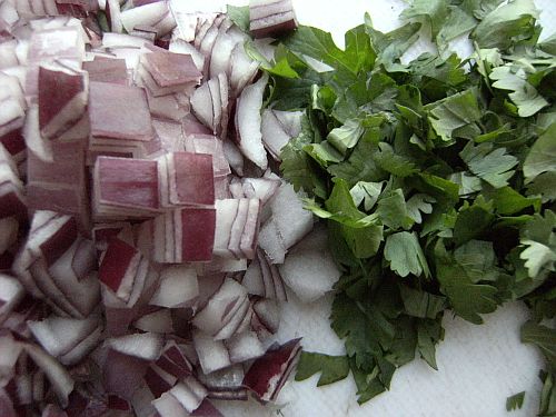 red onion and coriander