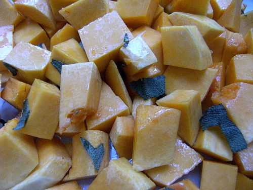 chopped butternut squash and sage