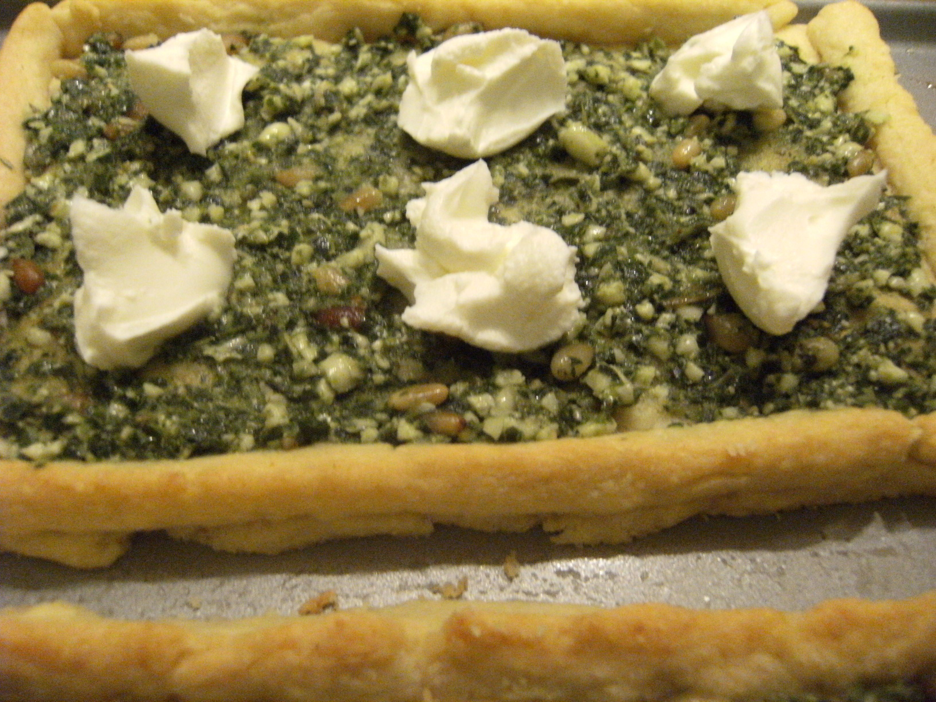 pastry with pesto and mascarpone