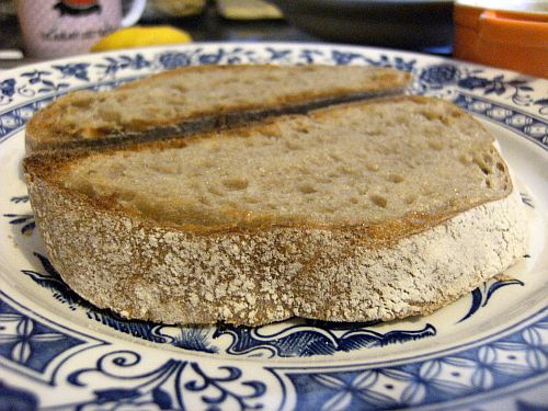 sourdough bread with garlic rub