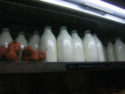 milk and strawberries