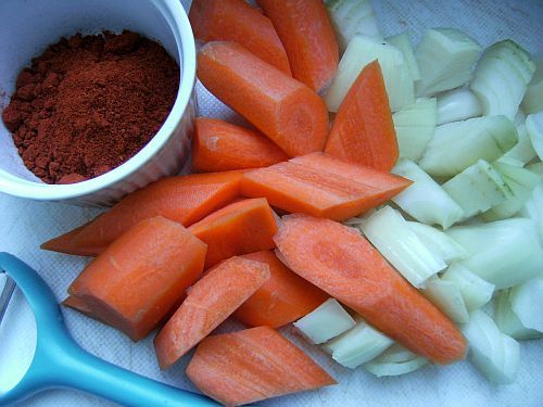 carrots and onions and paprika