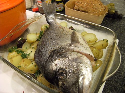 fish in dish uncooked