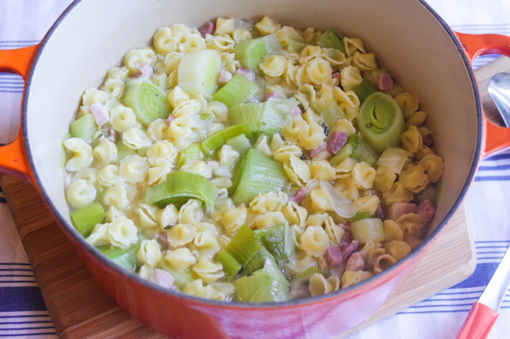 Leek & Bacon Pasta Soup