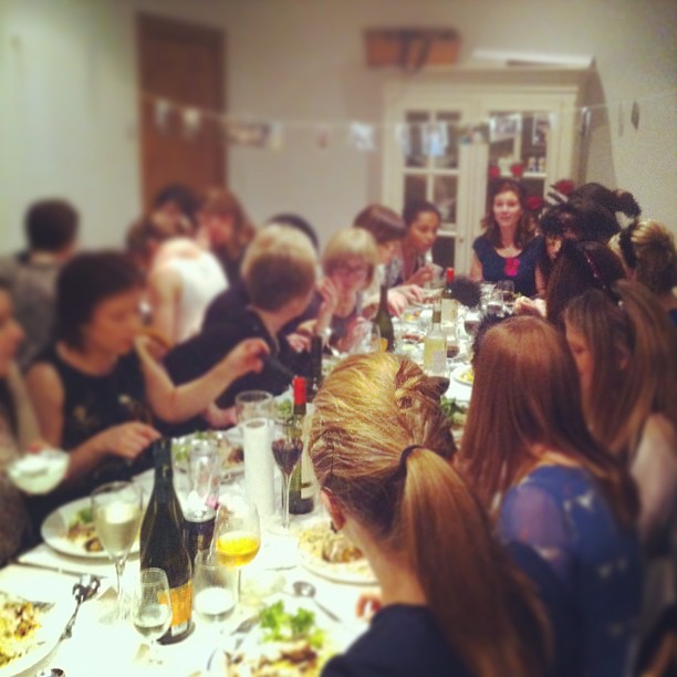 Hens at table